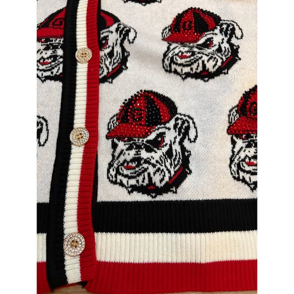 Queen of Sparkles Georgia Bulldogs Mascot Rhinestone Knit Cardigan M - Picture 5 of 11